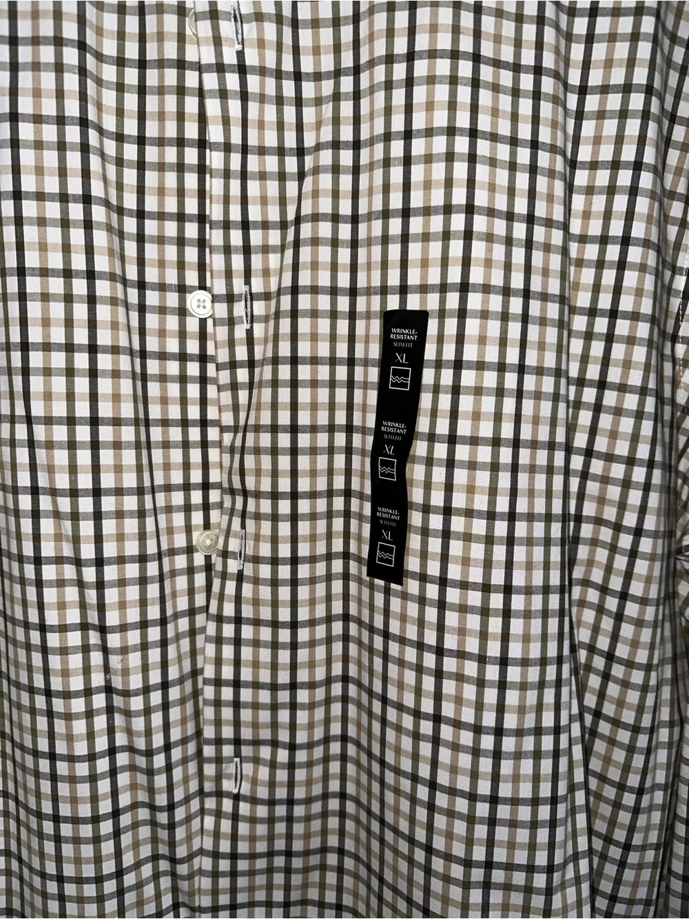 Banana Republic White and Black Grid Button-Down Shirt Slim Fit